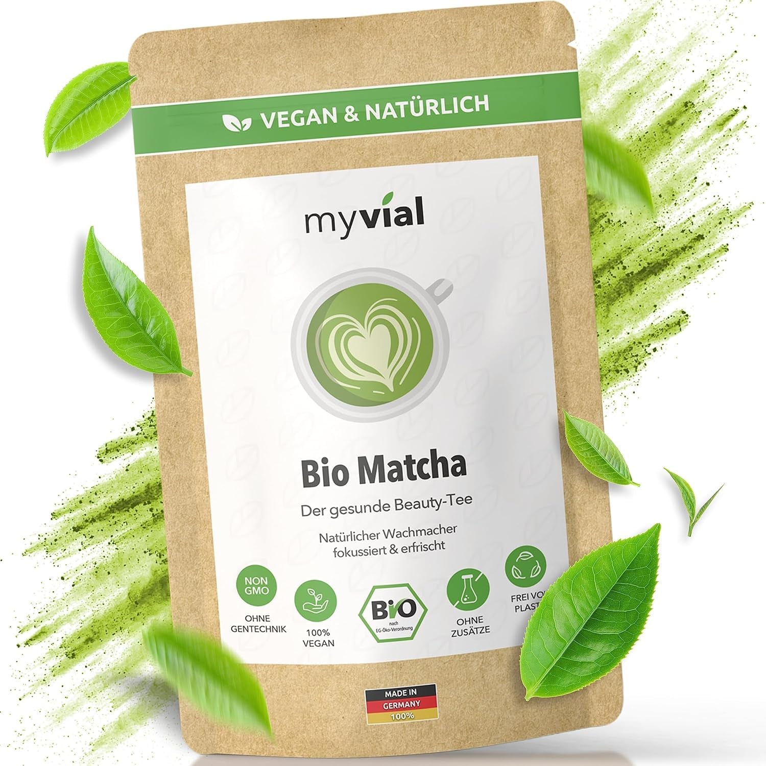 Té Matcha orgánico en polvo premium 100 g Té verde de la más alta calidad de Japón Kagoshima - Perfecto para batidos Matcha Latte Té verde japonés Vegano Sin aditivos Envase sin plástico