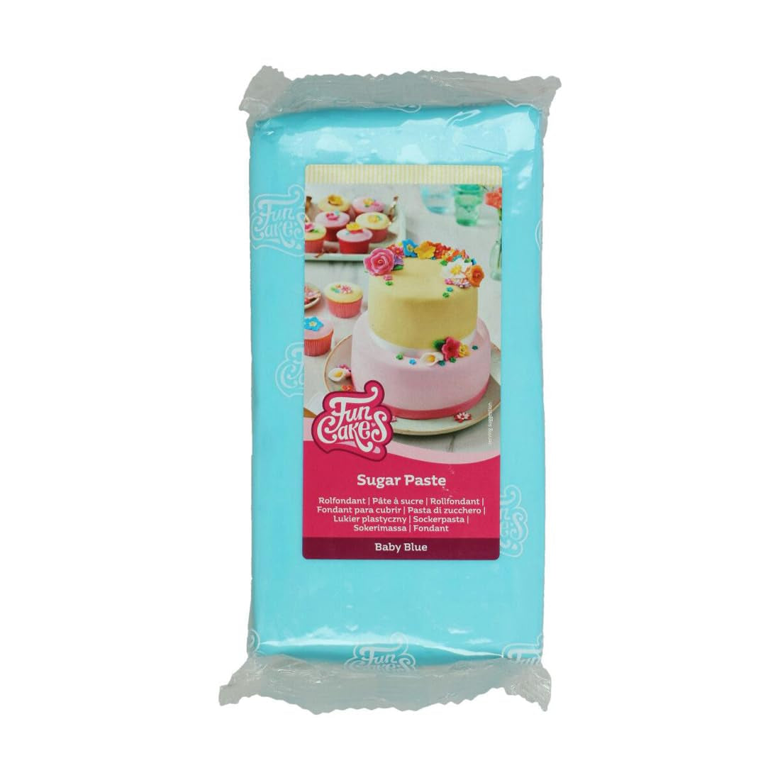 FunCakes Fondant Laminado Azul Bebé: Fácil de usar, liso, flexible, suave y maleable, perfecto para decoración de tartas, halal, kosher y sin gluten. 1 kg de pasta de azúcar Naty Shop Default Title