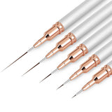 Pinceles para uñas, 5 piezas Pinceles para contorno de uñas, Juego de pinceles para diseño de pintura, Herramienta de dibujo de punta de uñas para líneas largas, Detalles finos, Dibujo fino en tamaño 6/9/12/15/18 mm, Negro