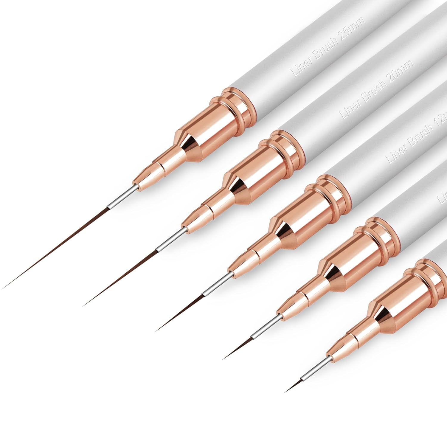 Pinceles para uñas, 5 piezas Pinceles para contorno de uñas, Juego de pinceles para diseño de pintura, Herramienta de dibujo de punta de uñas para líneas largas, Detalles finos, Dibujo fino en tamaño 6/9/12/15/18 mm, Negro