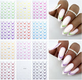 GZMAYUEN 12 colores pegatinas de uñas francesas 3D pegatinas de uñas de Color degradado francés autoadhesivas accesorios de diseño de uñas