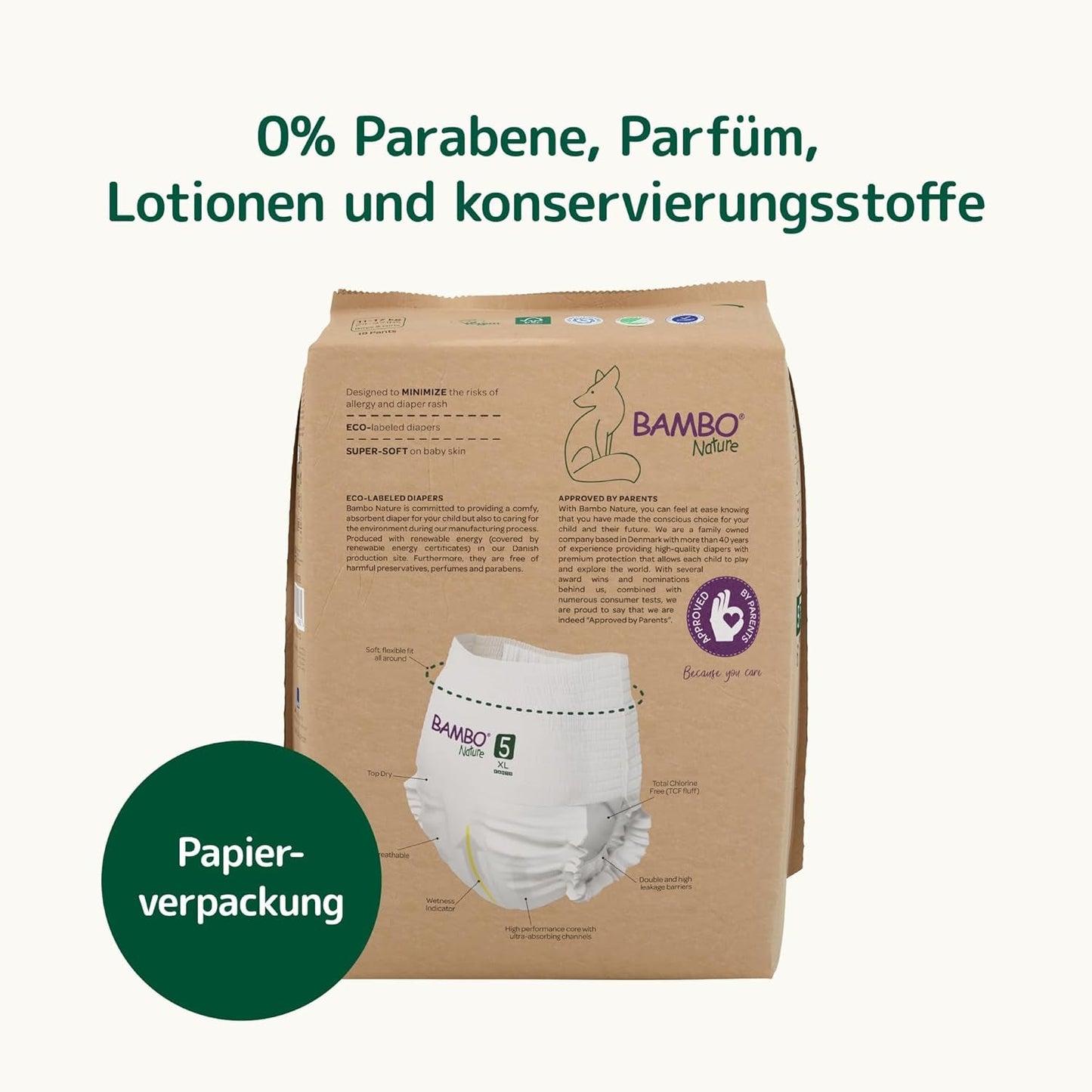 Pañales Bambo Nature, talla 5 (11-17 kg) - Caja mensual de 95 | Pañales con protección mejorada contra fugas | Máxima comodidad y libertad para niños activos | Pañales testados dermatológicamente