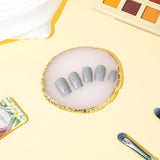 Harz Nail Art Palette, Maniküre Gemalt Palette, Goldener Rand Nagelleck Palette, Nail Art Make up Paletten Display Fach Nagel DIY Zubehör (blanco)