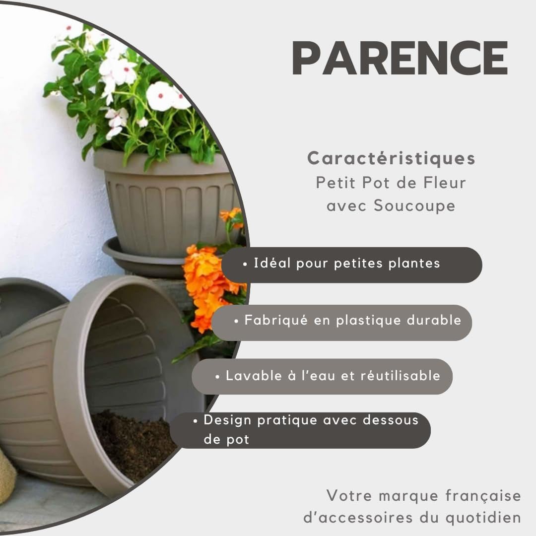 Maceta pequeña con plato - Maceta con plato 17 cm | Diseño práctico y ligero | Perfecto para plantas, esquejes o brotes tempranos 17 cm