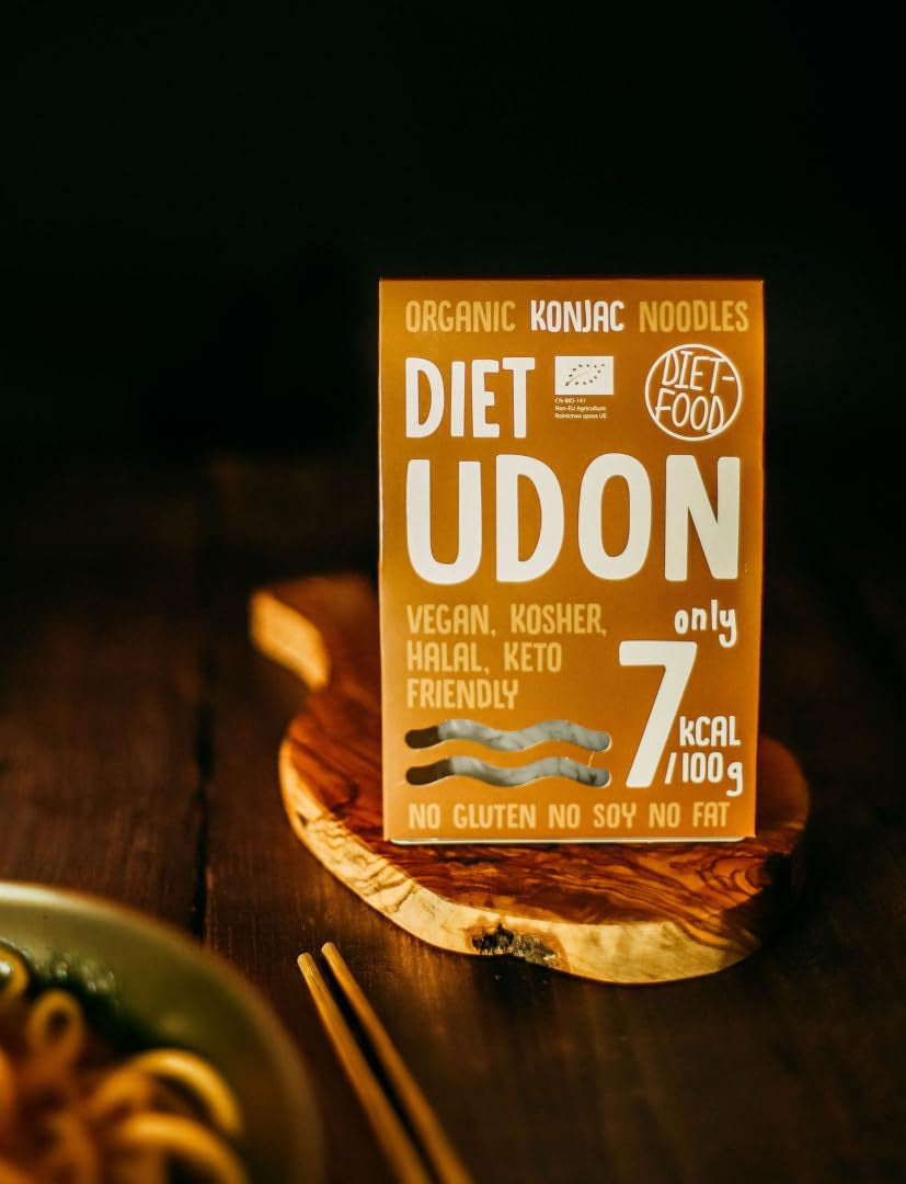 Fideos Udon Shirataki Konjac Bio 385g - Bajos en calorías, sin gluten, veganos - elaborados a base de raíz de konjac, ricos en fibra ALIMENTO DIETÉTICO