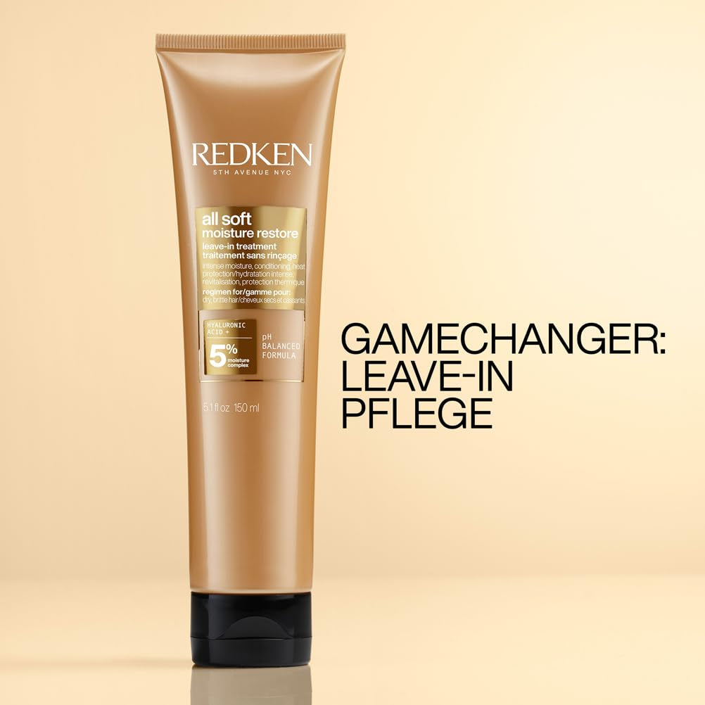 Redken Mascarilla Capilar con Ácido Hialurónico para Cabello Seco, Anti-Encrespamiento y Protección contra el Calor hasta 230°C, Mascarilla All Soft Restauradora de Humedad sin aclarado, 1 x 150ml Naty Shop Mascarilla Capilar