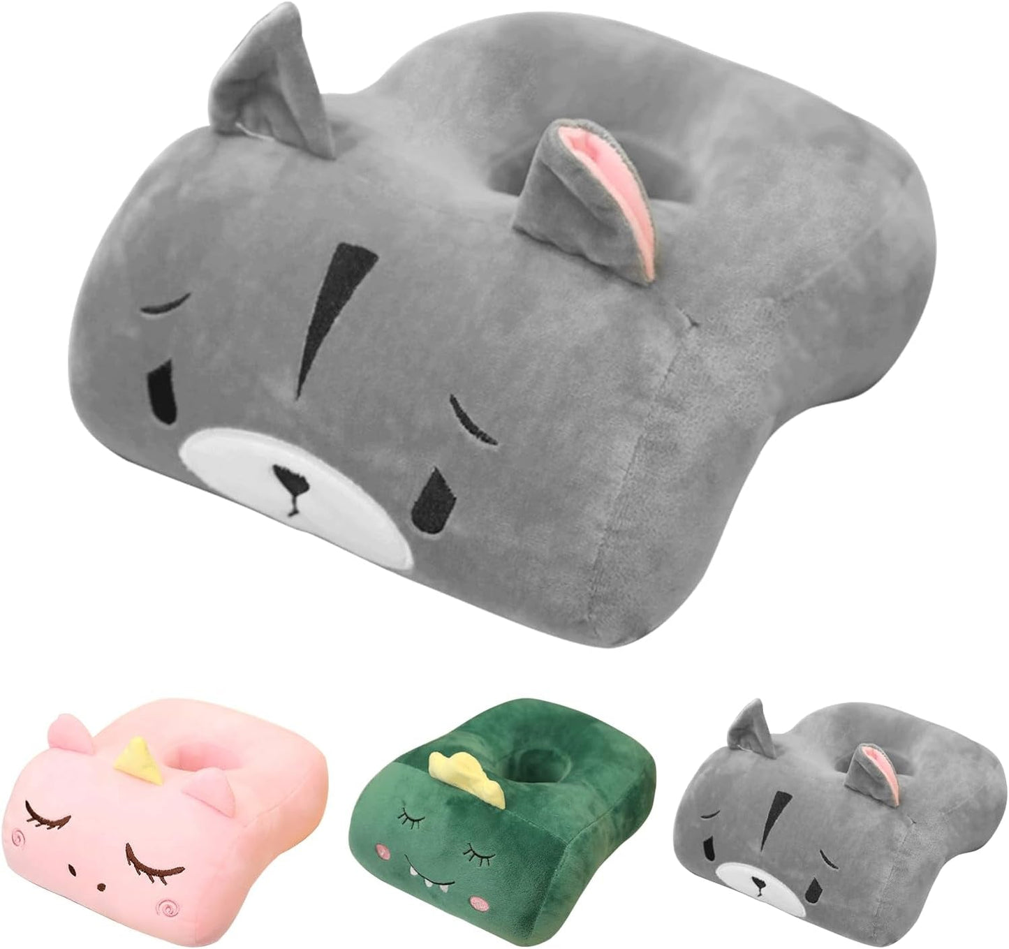 Almohada para dormir de oficina, algodón con memoria, linda almohada con orificio para las orejas, almohada para dormir suave, almohada para dormir de lado, almohada para las orejas para mujeres, niñas y niños (gatito gris) Almohadas ortopédicas cervicales Naty Shop Hamster Grey