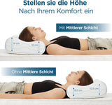 ORTHOVERSE almohada ortopédica - almohada de apoyo para el cuello, almohada para dormir, almohada, almohada viscoelástica, almohada, almohada para el dolor de cuello - ajustable en altura, funda de aloe vera, ayuda médica Naty Shop Almohadas ortopédicas cervicales