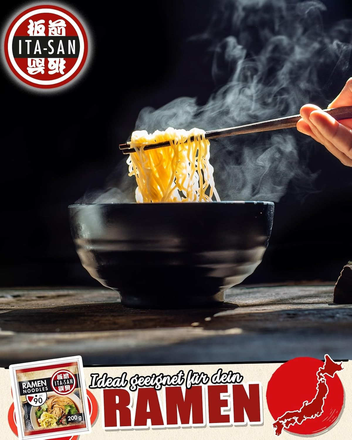 ITA-SAN Fideos ramen, preparación fácil y rápida, 30 x 200 g
