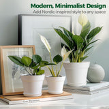 T4U Maceta de Plástico con Platillo de 16 cm, Juego de 6 Macetas de Plástico para Hierbas con Múltiples Orificios de Drenaje, Maceta Redonda para Plantas Suculentas de Interior y Balcón, Cactus, Blanco