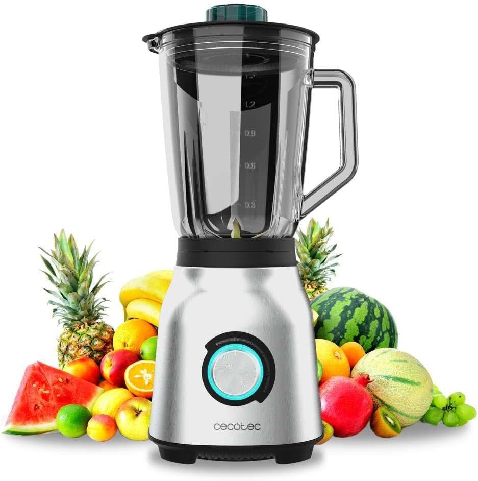 Cecotec Batidora de Pie Power Black Titanium 2200MAX Smooth, 2200 W Máxima Leistung, 6 Klingen Aus Edelstahl, Función Ice-Crush, Función Turbo y Smoothie, Función Autoclean Cocina Naty Shop Inox 1800 W | 1,5 L + Autolimpieza