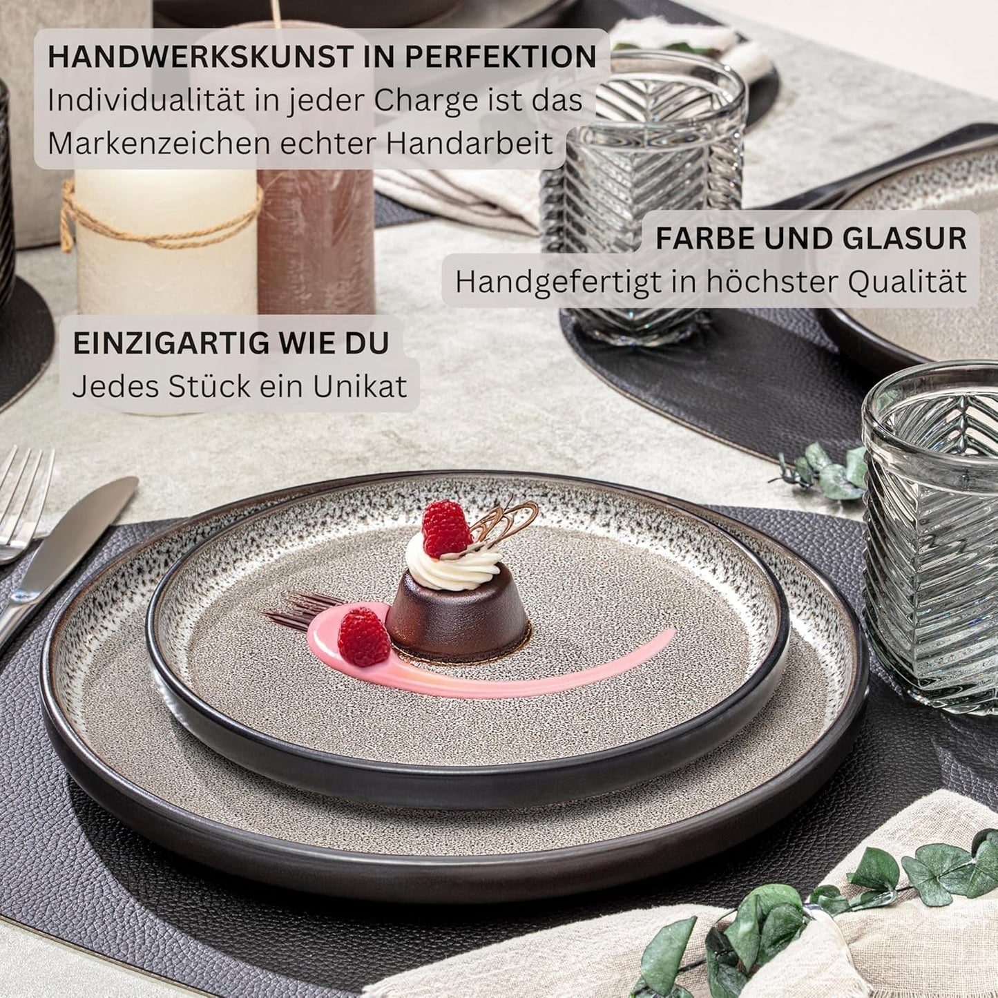 SÄNGER Luxor | Juego de vajilla de gres, 18 piezas, juego de platos para 6, juego de vajilla (6 platos llanos, 6 tazones de cereales, 6 platos de postre), vajilla marrón-beige resistente a los arañazos | LA COLECCIÓN DE VALOR
