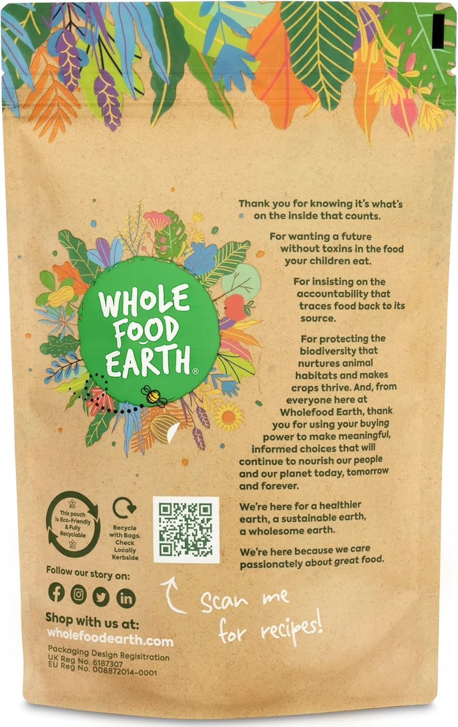 Wholefood Earth trigo bulgur - sin OGM - natural - vegano - sin lácteos - sin azúcar añadido, 500g