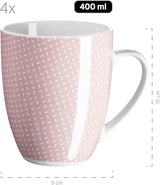 MÄSER Kitchen Time II, Juego de vajilla para 4, Servicio combinado con 16 piezas en colores pastel con estampado sutil, Porcelana, Rosa