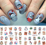 Pegatinas de uñas navideñas 3D, autoadhesivas, transferencia de agua, árbol de Navidad, copo de nieve, alce, pingüino, arte de uñas navideño, diseños de uñas de invierno, pegatinas navideñas, accesorios para uñas