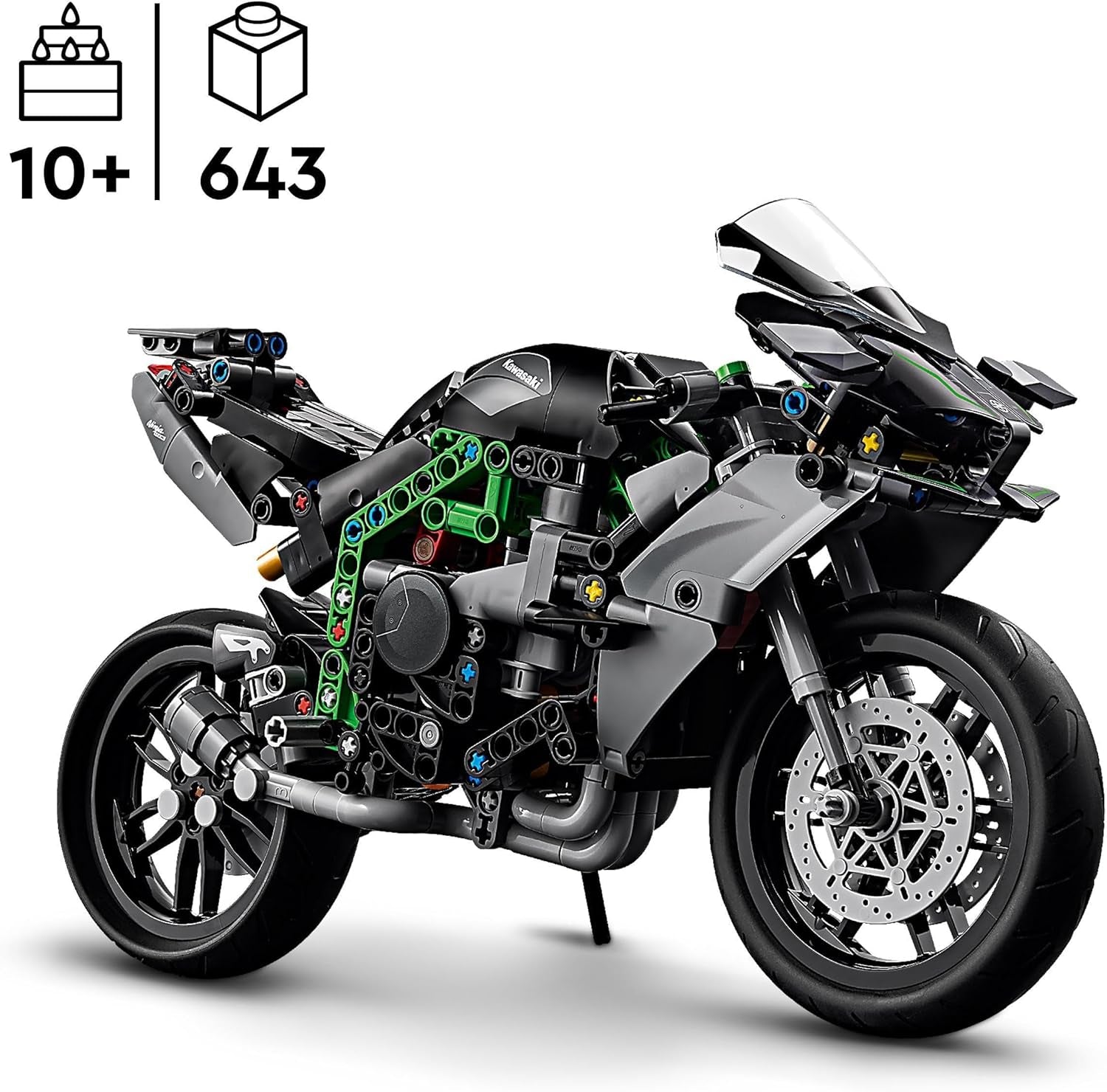 LEGO Technic Moto Kawasaki Ninja H2R, regalo de cumpleaños para niños y adultos, decoración, juguete, modelo para niños y niñas a partir de 10 años 42170 Juegos de construcción Besuche den LEGO-Store