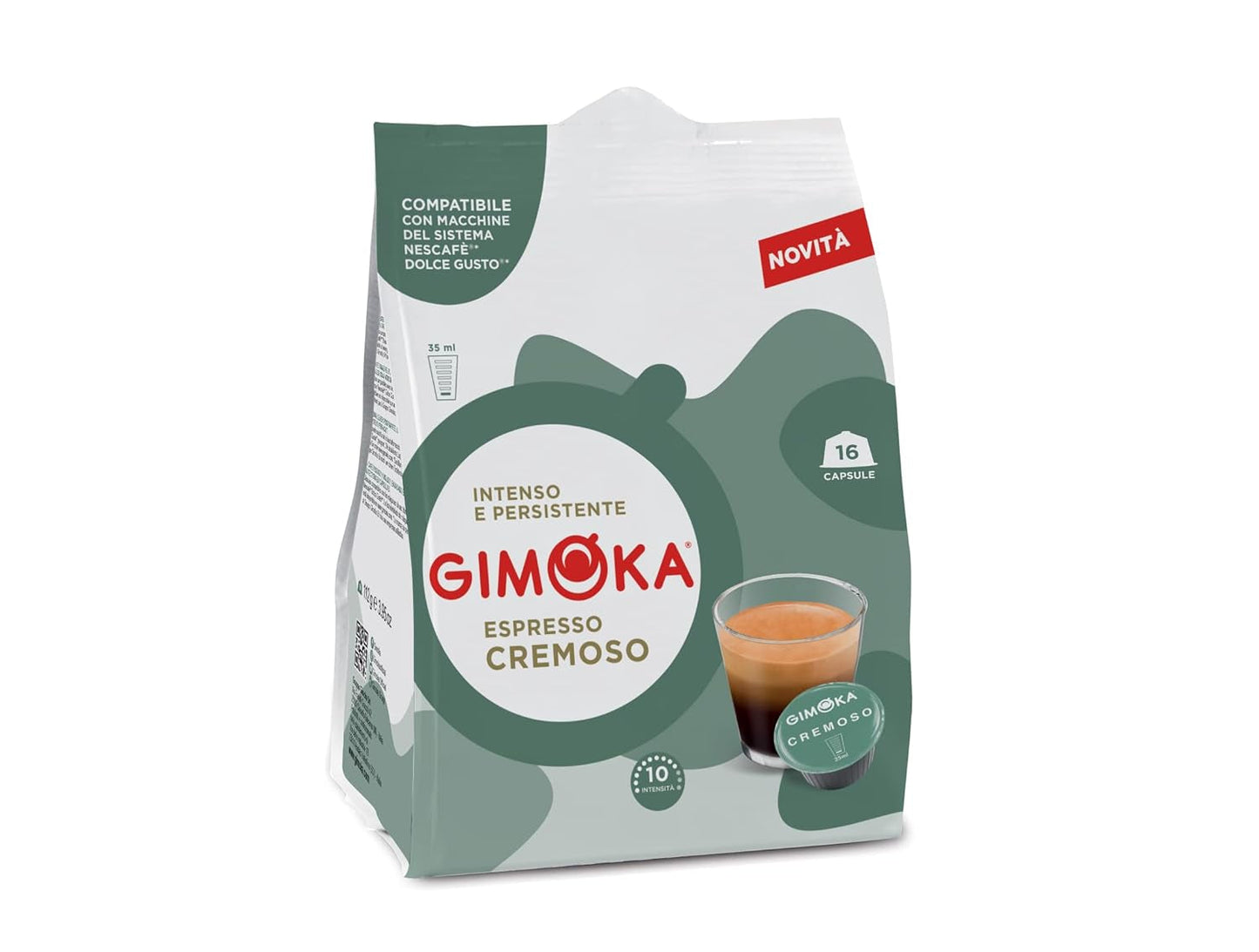 Gimoka - Compatible con Nescafè - Dolce Gusto - 64 cápsulas - Sabor cremoso - Intensidad 10 - Hecho en Italia - 4 paquetes de 16 cápsulas