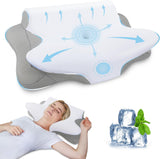 SAHEYER Almohada cervical 2 en 1 Almohada ergonómica de soporte para el cuello y almohada enrollable para el cuello Almohada ortopédica para personas que duermen de lado Almohada de espuma viscoelástica para personas que duermen de lado Espalda y estómago Almohadas cervicales ortopédicas Naty Shop Gris