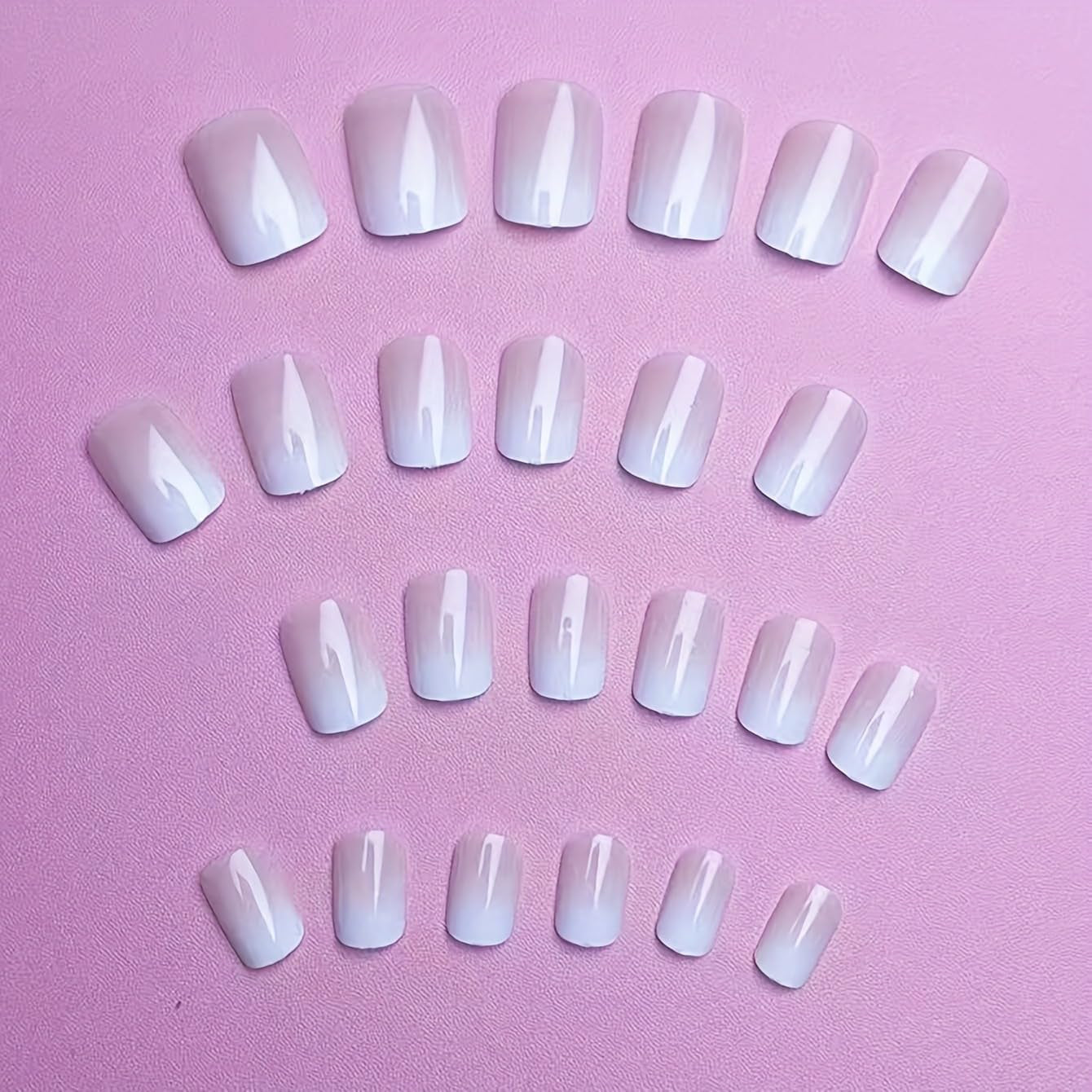 Juego de Uñas Postizas Adhesivas - Uñas Postizas Francesas - 24 Piezas Diseño Cuadrado Corto Blanco Rosa Degradado Uñas Artificiales Manicura Bailarina (Degradado Rosa Corto)