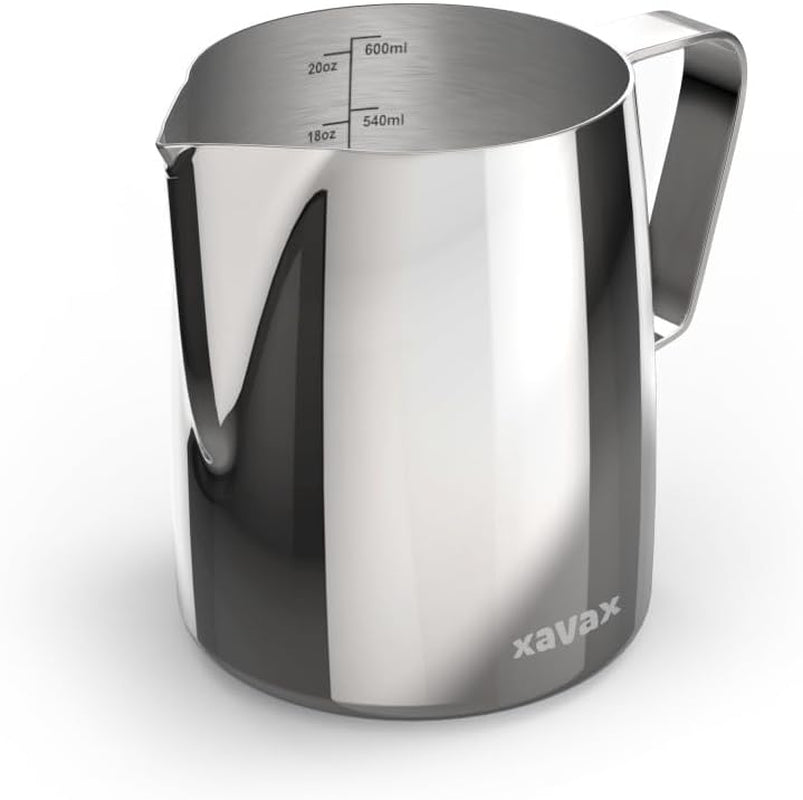 Taza de leche Barista con bolígrafo latte art, acero inoxidable, 600 ml, plateado
