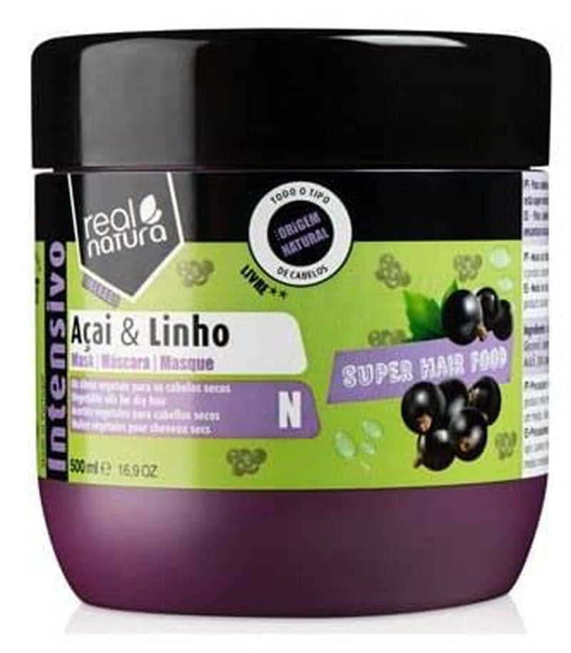 - Super Hair Food Mask Açaí y Linaza 500 ml - Unisex - Cuidados intensivos para un cabello fuerte y sano Naty Shop Hair Mask Título predeterminado