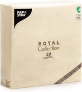 Servilletas papstar, colección champagne royal, servilletas de papel de 1/4 de pliegue, tamaño 40 x 40 cm, paquete de 1 x 50, champán / crema