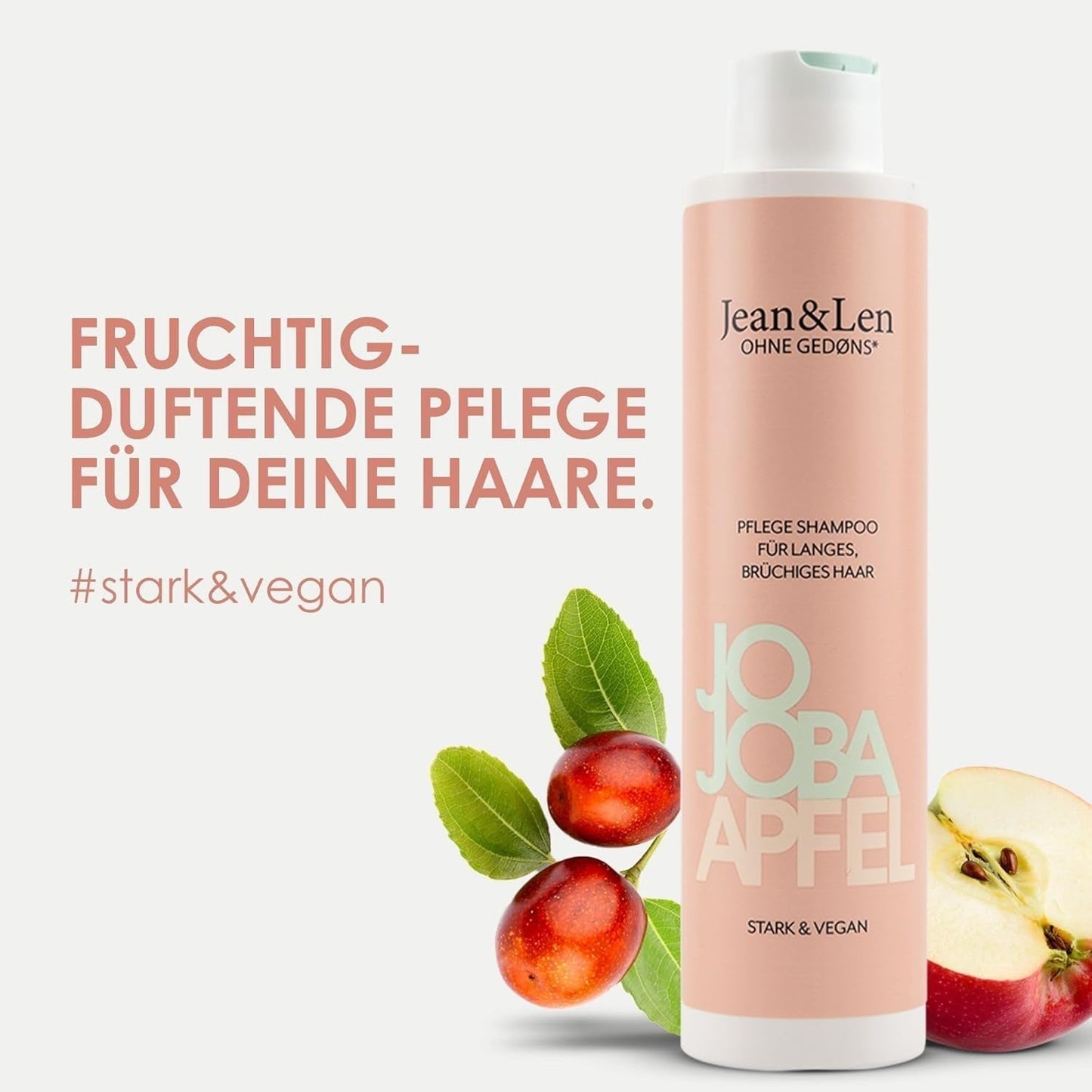 Jean & Len Care Shampoo Jojoba & Apple, nutre el cabello largo y frágil, 300 ml Ducha y baño Jean & Len