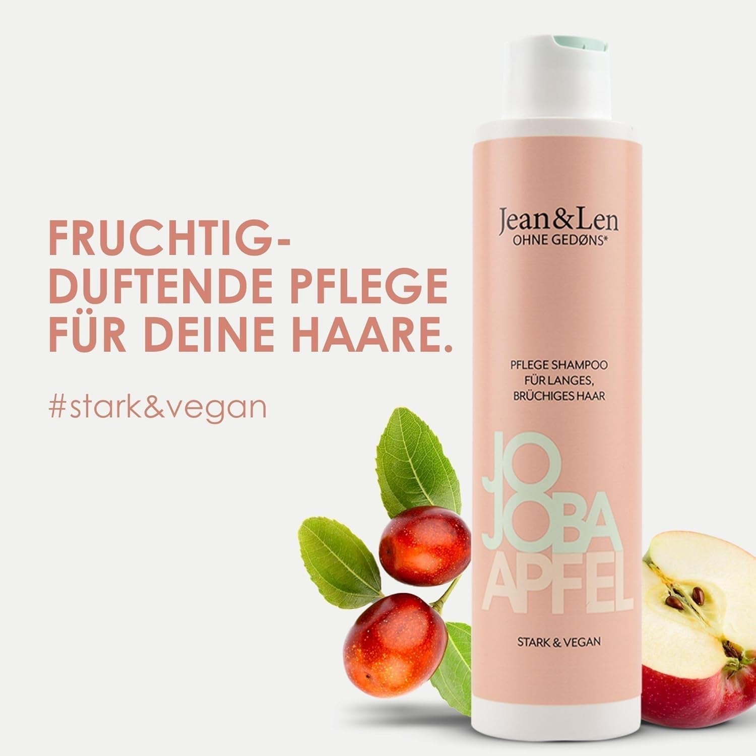 Jean & Len Care Shampoo Jojoba & Apple, nutre el cabello largo y frágil, 300 ml Ducha y baño Jean & Len