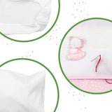 Juego de ropa de cama para capazo blanco y rosa, compuesto por 1 sábana bajera, 1 sábana encimera con cinta de Aida para bordar y 1 funda de almohada, 100% algodón, Made in Italy Edredones y edredones Naty Shop