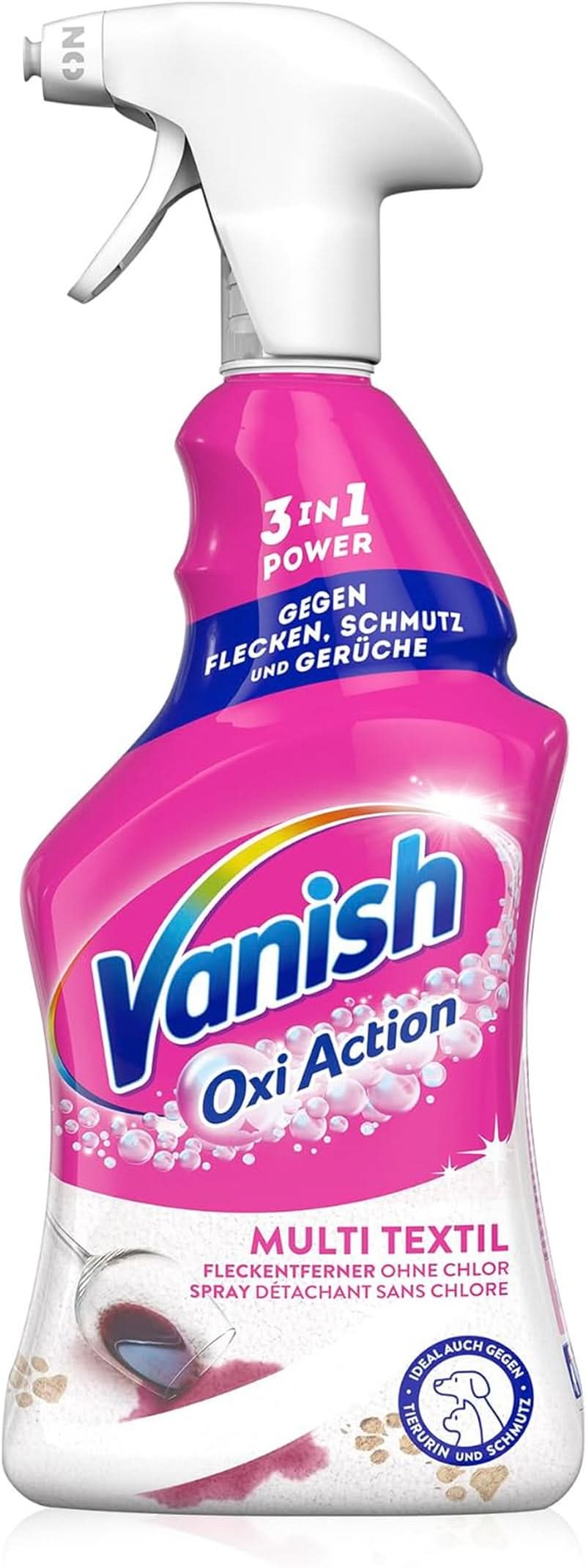Vanish Oxi Action Multi - Spray Quitamanchas Textiles - 660 ml - Detergente textil para alfombras y tapizados - contra la suciedad y el olor a orina Naty Shop