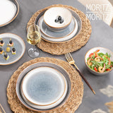 Moritz & Moritz TARENTO Vajilla para 6 personas de 24 piezas, gris - Elegante juego de platos de gres de alta calidad - El juego de vajilla incluye 6 platos llanos, 6 platos de postre, 6 platos llanos y 6 tazas