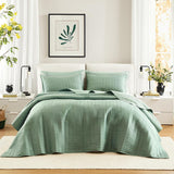 Comfort Spaces Juego de edredón Kienna, manta de verano de doble puntada de lujo, ropa de cama ligera, suave, para todo el año, fundas de almohada a juego, blanco, manta para camas tamaño king (264,2 x 228,6 cm), Naty Shop Quilts & Quilts Sage Gland colcha tamaño queen de gran tamaño (102 "X 118")