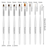 Sularpek Juego de 8 pinsel para uñas, pinsel para gel, pinsel de diseño, herramientas de punteado para decoración de uñas, pinsel para gel acrílico, pinsel para uñas