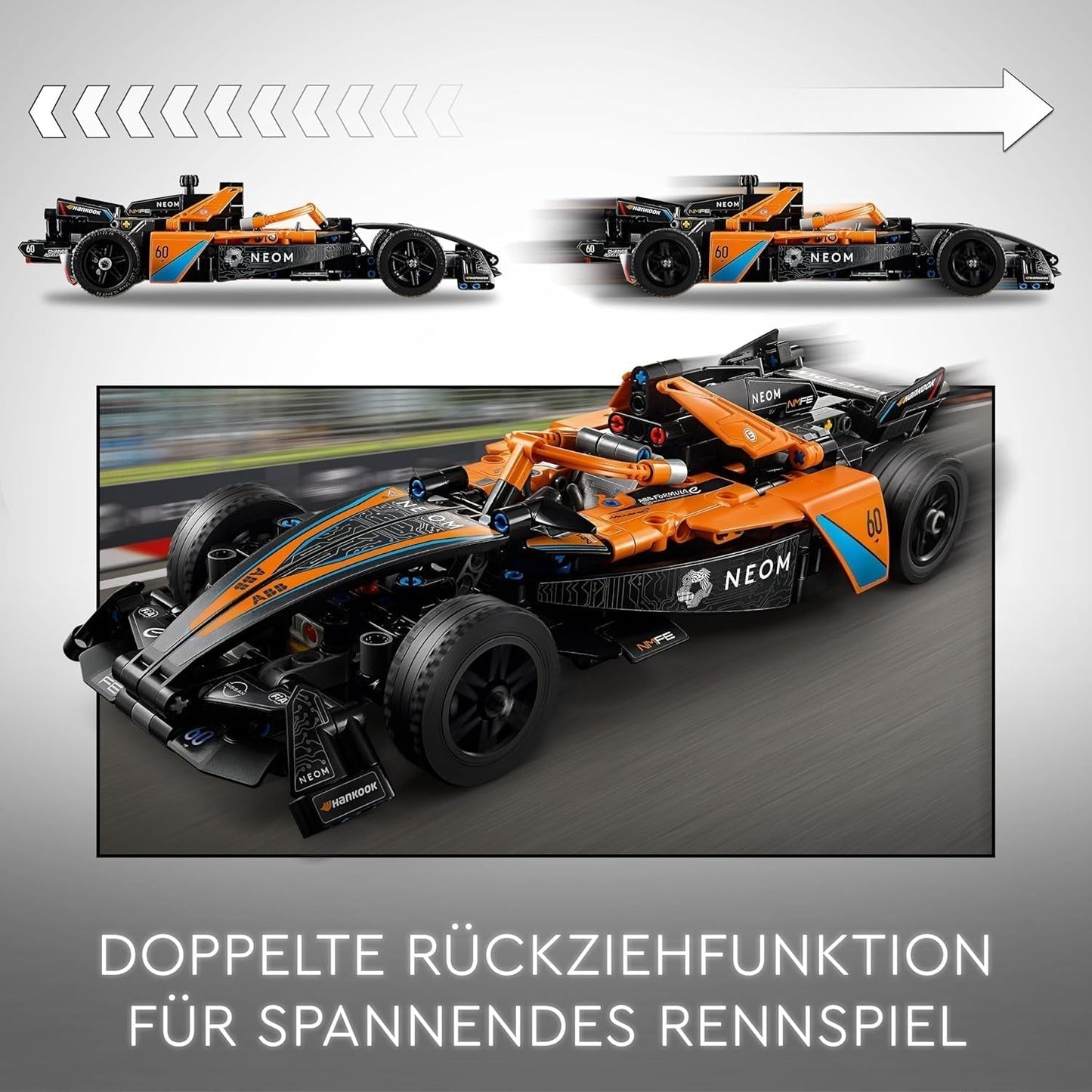 LEGO Technic Coche de carreras NEOM Mclaren Fórmula E, Coche de carreras de juguete para niños y niñas de 9 años, Kit de modelo de coche, Decoración de la habitación de los niños, Idea de regalo de cumpleaños 42169 Juegos de construcción Beuche den LEGO-Store