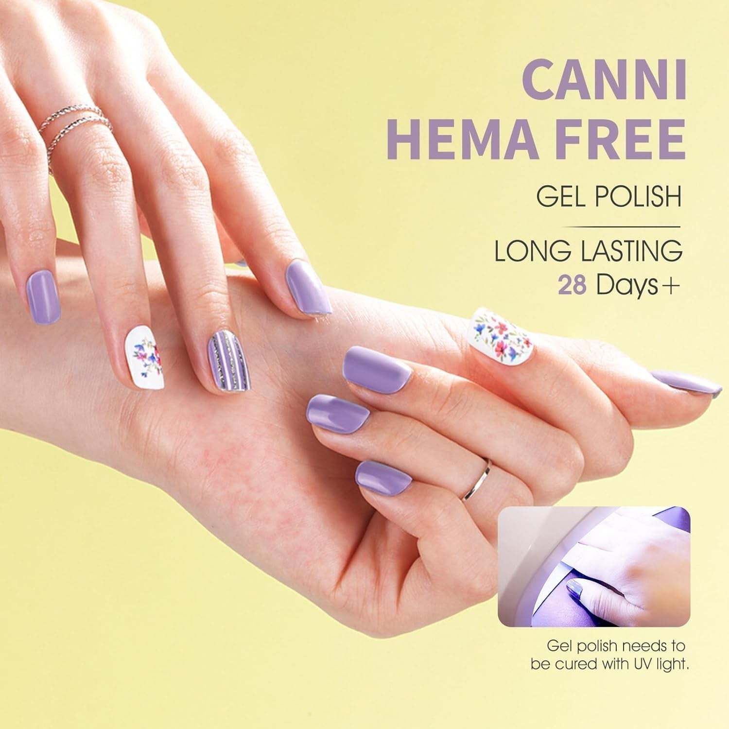 CANNI esmalte de uñas en gel, semipermanente, morado oscuro, esmalte de uñas, gel UV, remojo, manicura