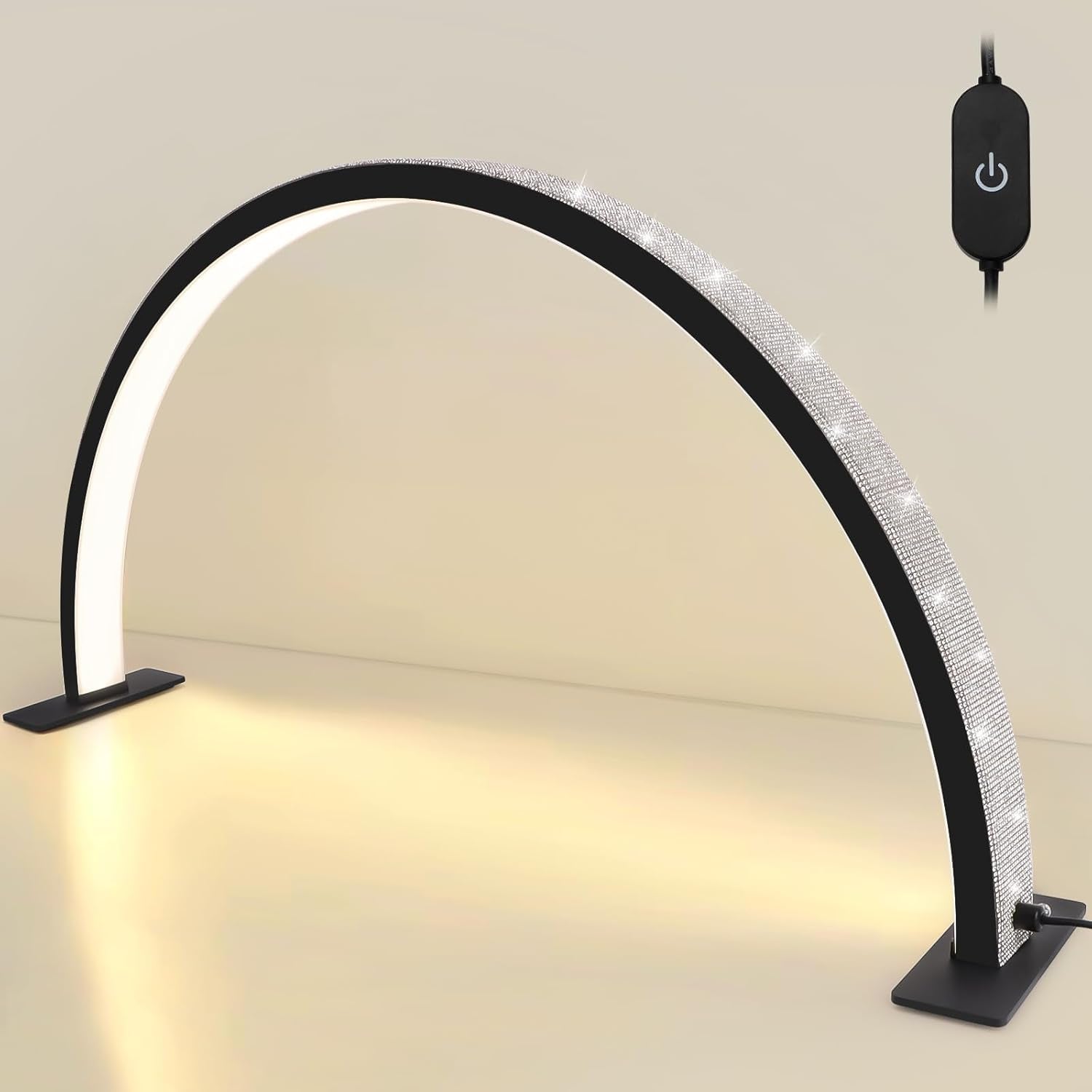 Kalolary Lampadaire, Lash Lumière Pour Extensions De Cils Regglable À 360°, 3000K-6000K Demi-Lune Lamp, Lamp De Beauté (lámpara de media luna)