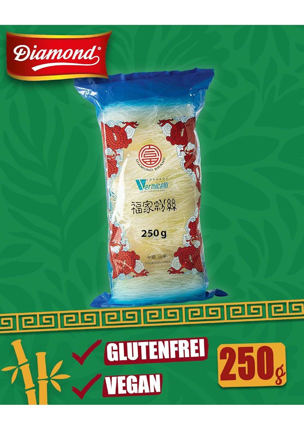 Fideos de cristal DIAMOND, fideos largos de cristal, naturalmente veganos y sin gluten - 1 x 250 g