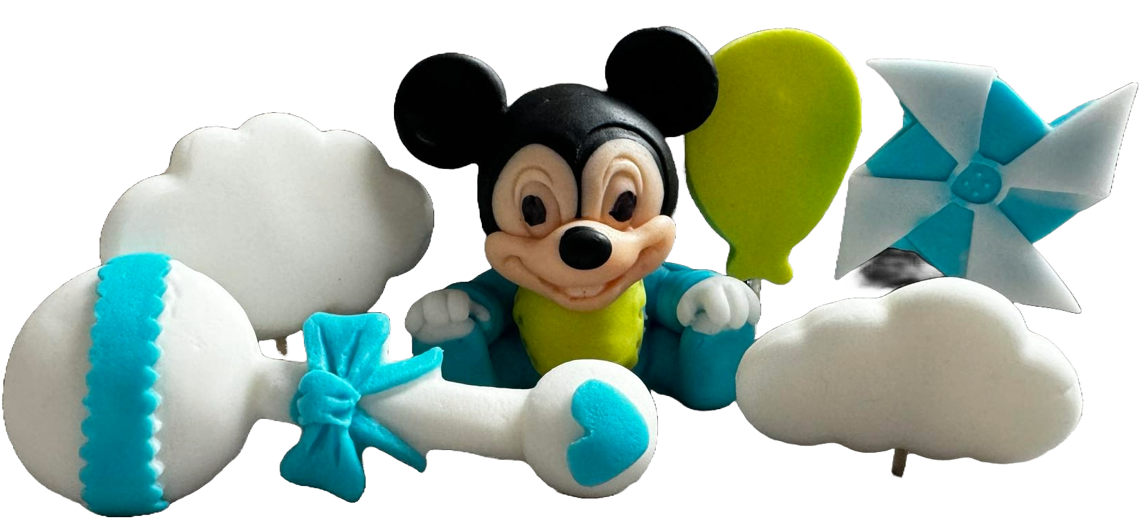 Set de 6 adornos comestibles de azúcar, Adornos de pasta de azúcar Mickey Mouse Naty Shop