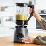 Bosch Batidora de pie Vitapower Serie 4 MMB6172SN, Verbesserte Version, 10 Jahre Motorgarantie, Edelstahl-Klingen, 1.5L Glassbehälter, Spülmaschinenfeste Teile, 30.000 U/Min, 1200 W, Silver Kitchen Naty Shop