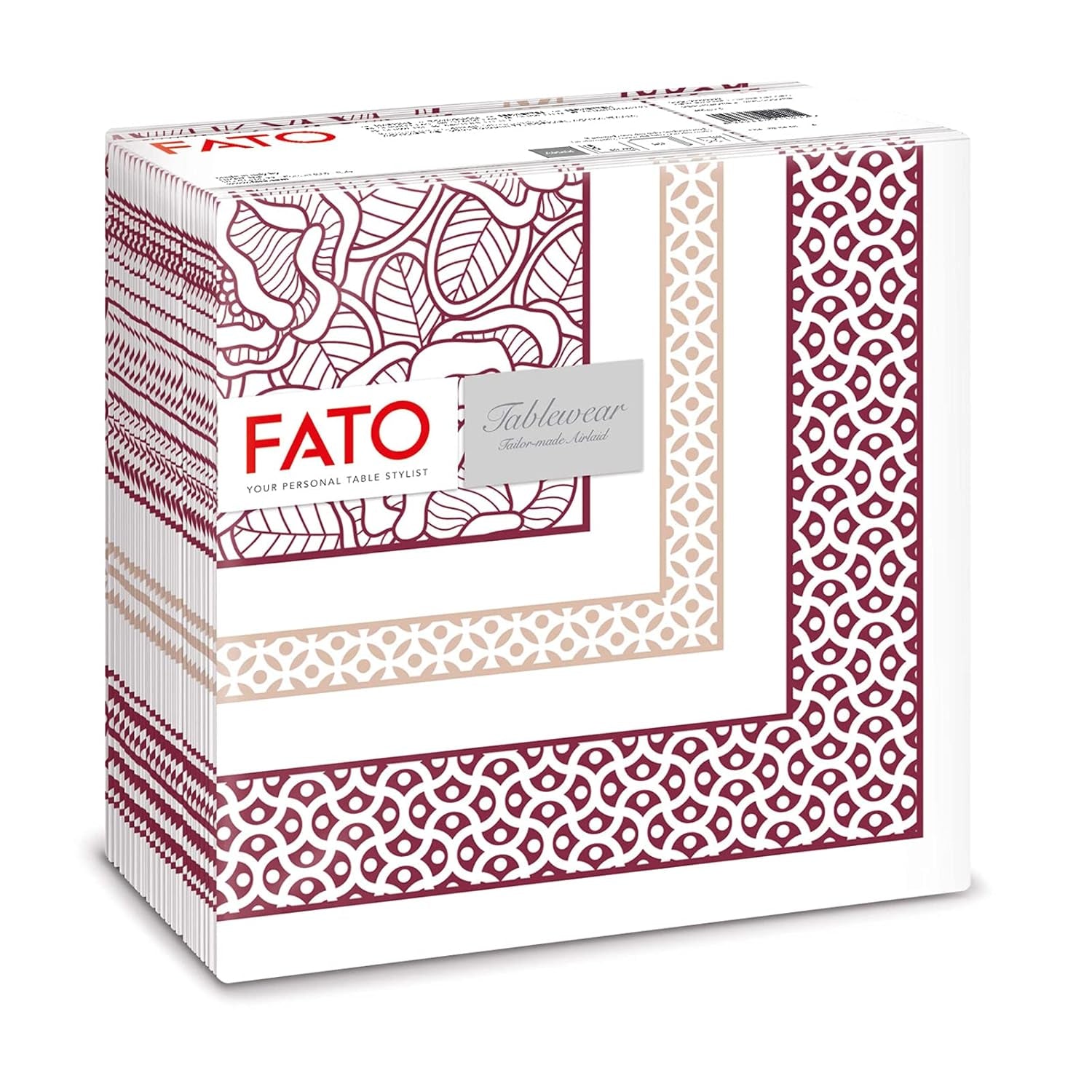 Fato - Servilletas de papel seco, airlaid, efecto textil, paquete de 50 servilletas, 40X40 plegadas en formato 4, Tropicana Decor