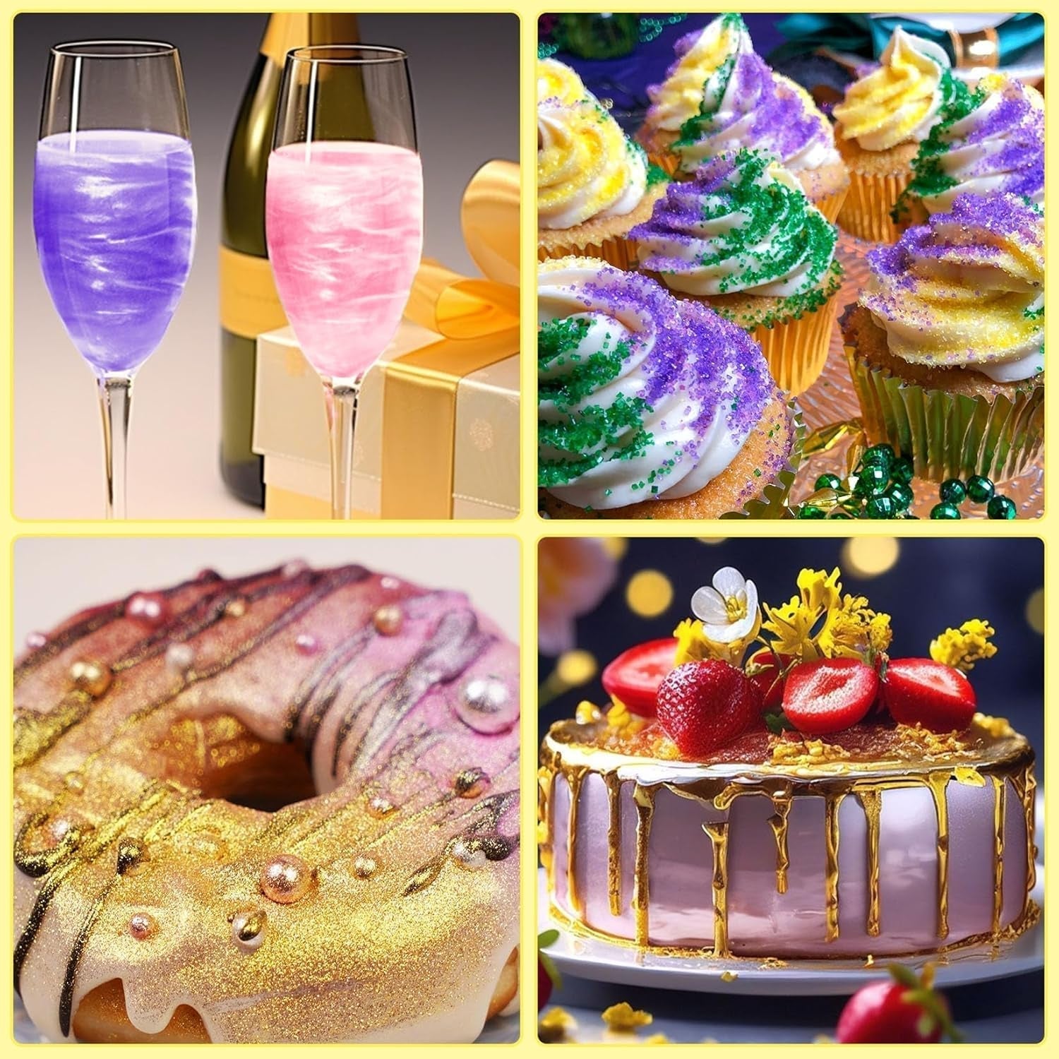 Kicofood, purpurina comestible, 5 gramos, varios colores Glitter Naty Shop