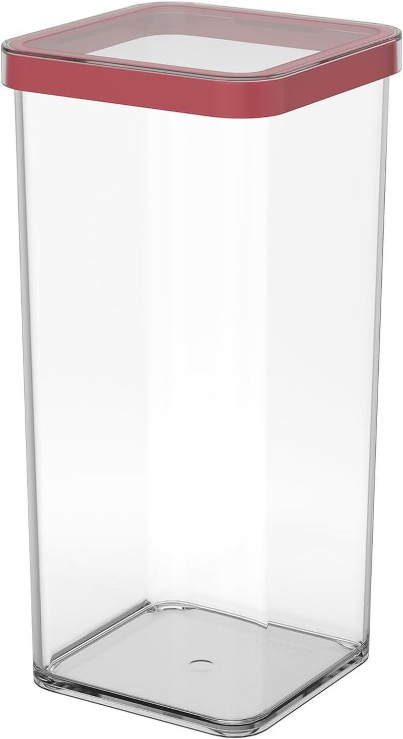 Rotho Loft Juego de 5 Botes con Tapa, Varios Tamaños, Plástico Alimentario (PP) Sin BPA, Transparente/Rojo, (21,4 x 21,4 x 23,5 cm) Cajas para Conservar Alimentos Naty Shop 1,5L