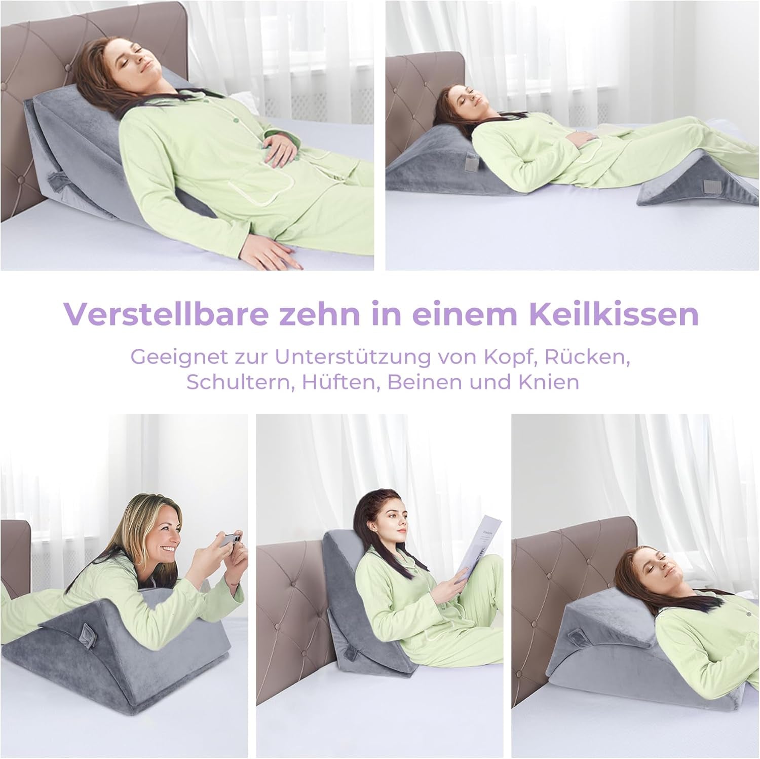 Almohada de plumas ajustable de espuma de alta densidad, almohada ergonómica para la espalda para cama y sofá, almohada de lectura antirreflujo para dormir, jugar, mirar televisión (pesada)
