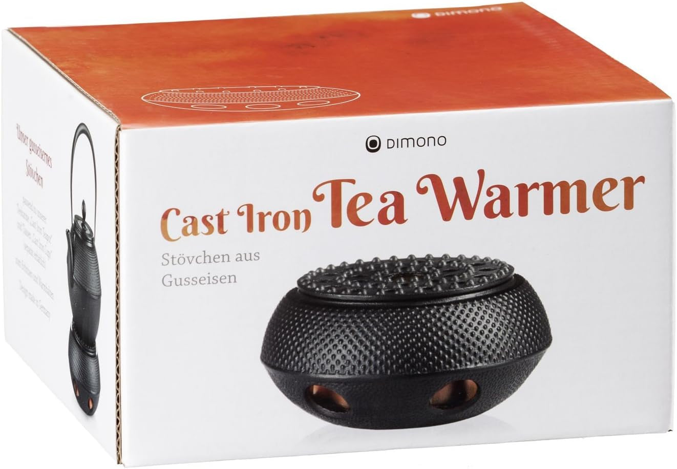 Juego de té tradicional de hierro fundido Dimono: tetera, calentador y 2 tazas de té.