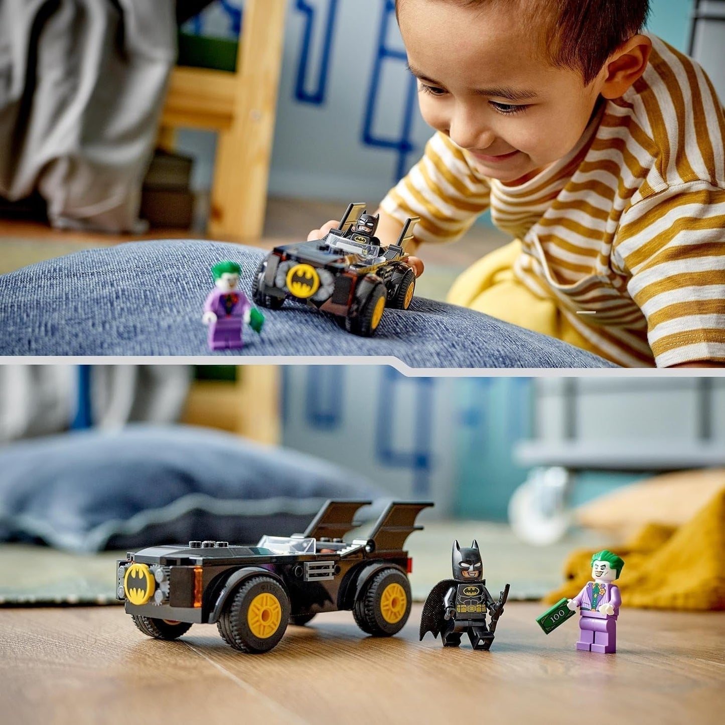 LEGO 76264 DC Persecución en el Batimóvil: Batman Vs. Juego de coches de juguete Joker, Set inicial de superhéroe con 2 minifiguras, Juguete para preescolares, niños y niñas a partir de 4 años, Juegos de construcción de montaje rápido Besuche den LEGO-Store