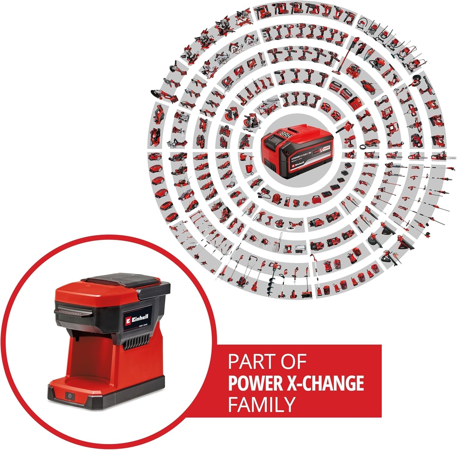 Cafetera espresso inalámbrica Einhell TE-CF 18 Li-Solo Power X-Change (18 V, depósito de agua de 240 ml, para café filtrado y cápsulas de café, asa de transporte, incl. taza de café con tapa, sin batería)