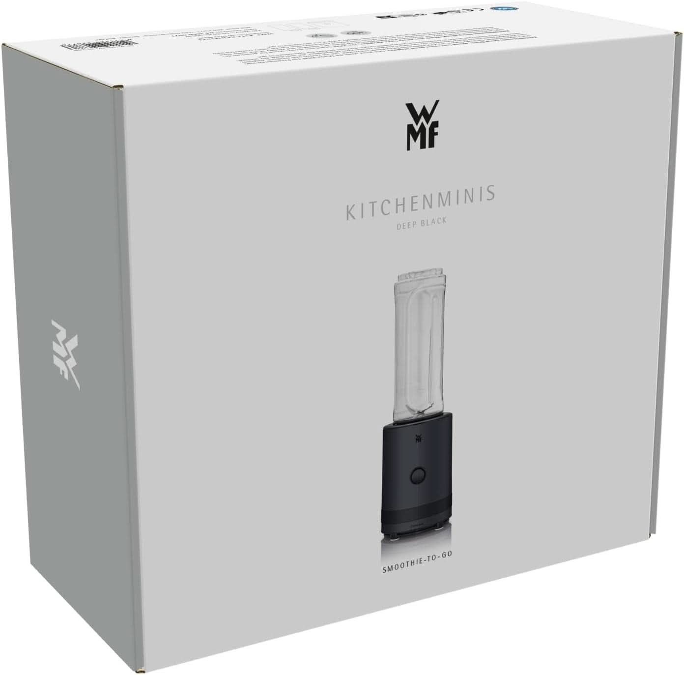 WMF Küchenminis Smoothie-To-Go, Mini batidora con base Mit Zwei Mix-/Trinkbehältern 0,6 L, Batidora Hochleistungsmixer 300 W, Edelstahl Matt, Schwarz Kitchen Naty Shop