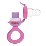 Nuby Alimentador de frutas de silicona Nibbler - Alimentador de frutas para bebés de 6 meses y niños pequeños - Anillo de dentición para frutas, verduras y purés - Sin BPA - Rosa - 6+ meses