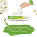 Papel higiénico húmedo OLA - (1X40 piezas) Toallitas húmedas - extracto de manzanilla y ácido láctico, lavables, piel sensible - 40 piezas