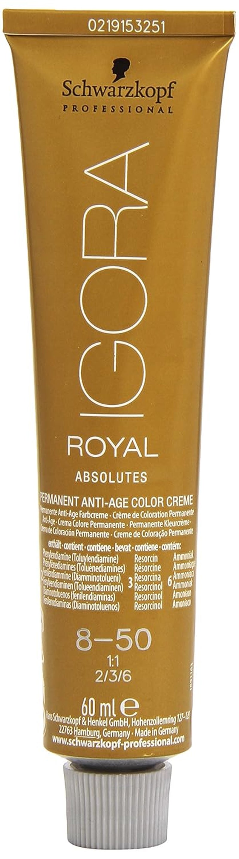 Igora Royal Absolute Age Blend Color De Cabello, 7-560 Rubio Medio Dorado Chocolate, 60ml Naty Shop Tinte Para El Cabello 8-50 Rubio Claro Natural Dorado 60 Ml (1 paquete)